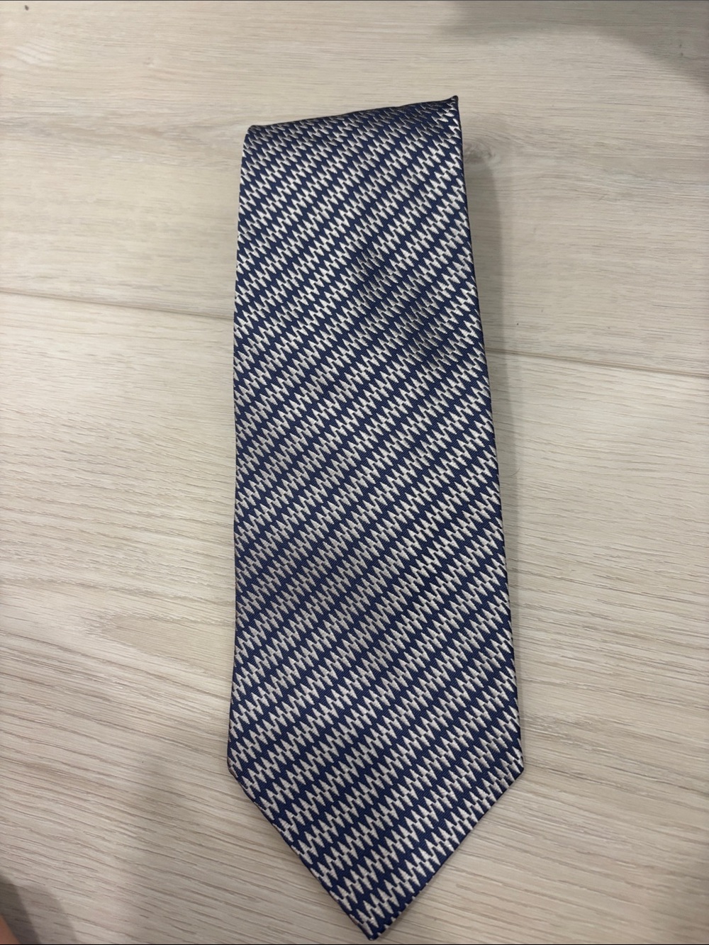 Charvet Blue and White Patterned Silk Tie